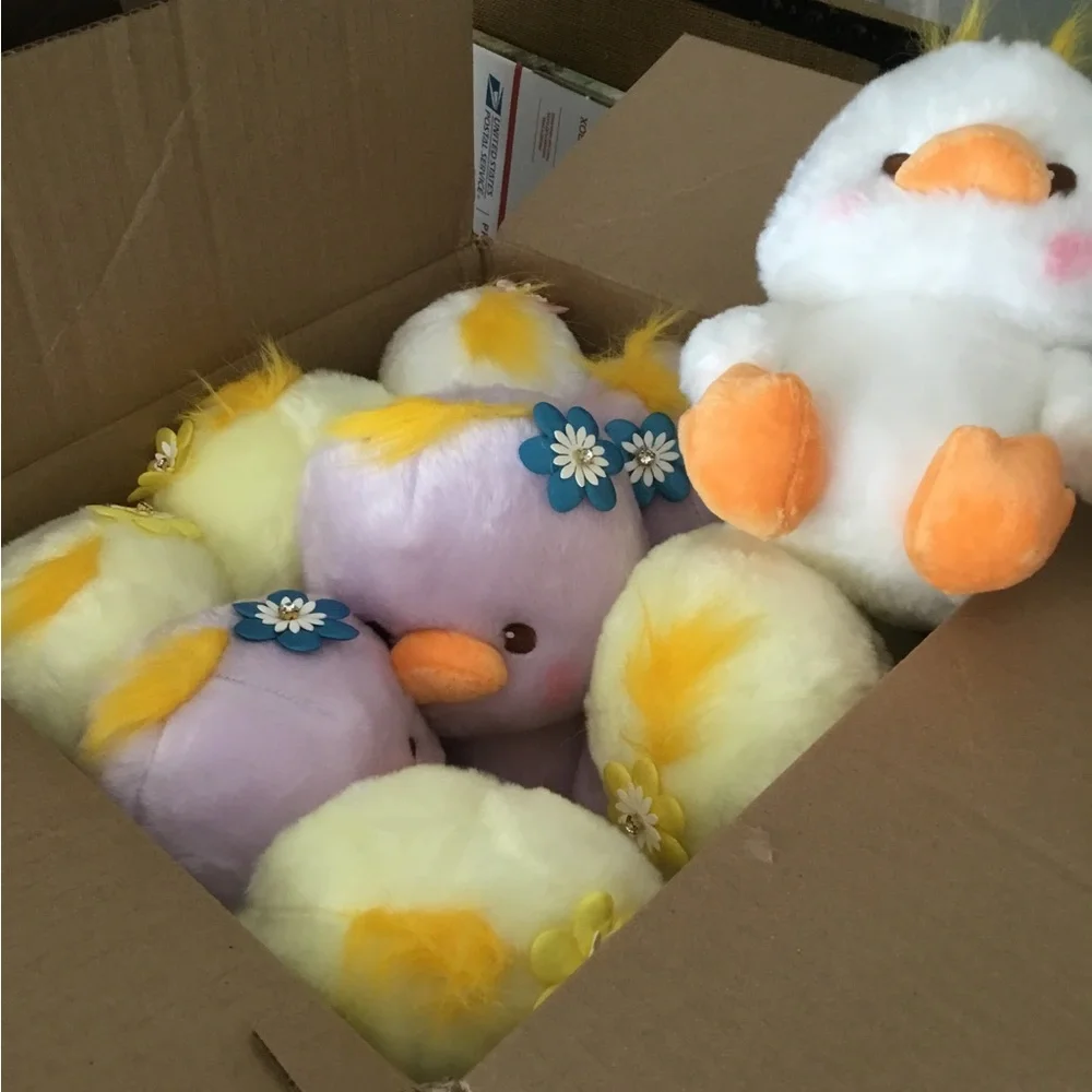 Plush White & Orange Duck Toy purple white and yellow winner’s choice